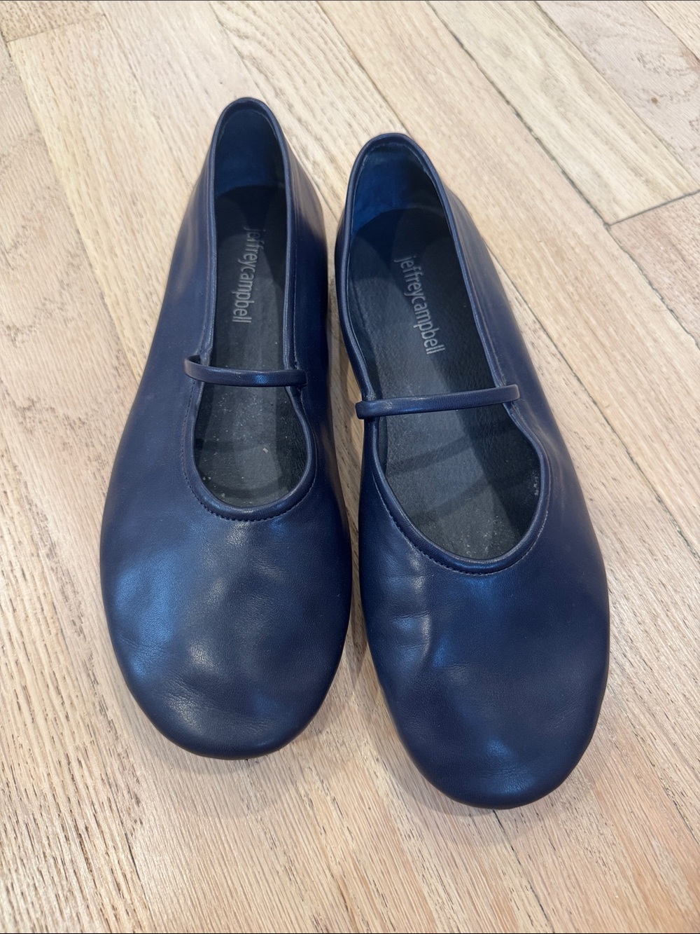 Jeffrey Campbell Navy Leather Mary Jane Ballet Flats